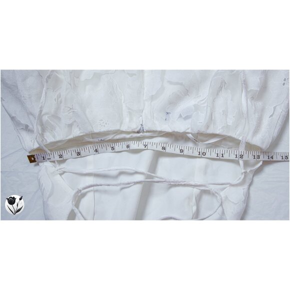 Lulus Dress Size S White Jacquard Organza Lace-Up Midi Floral Bridal - Picture 8 of 11